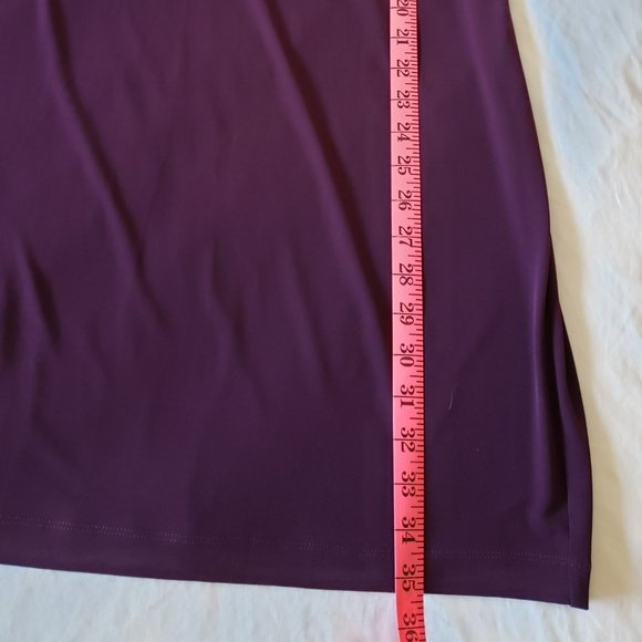 Calvin Klein Plum Lace Up Neckline Shift Jersey Dress NWT - Picture 6 of 7